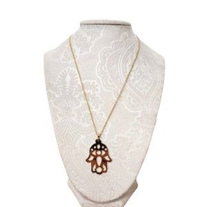 Hamsa Hand Necklace gold Tone